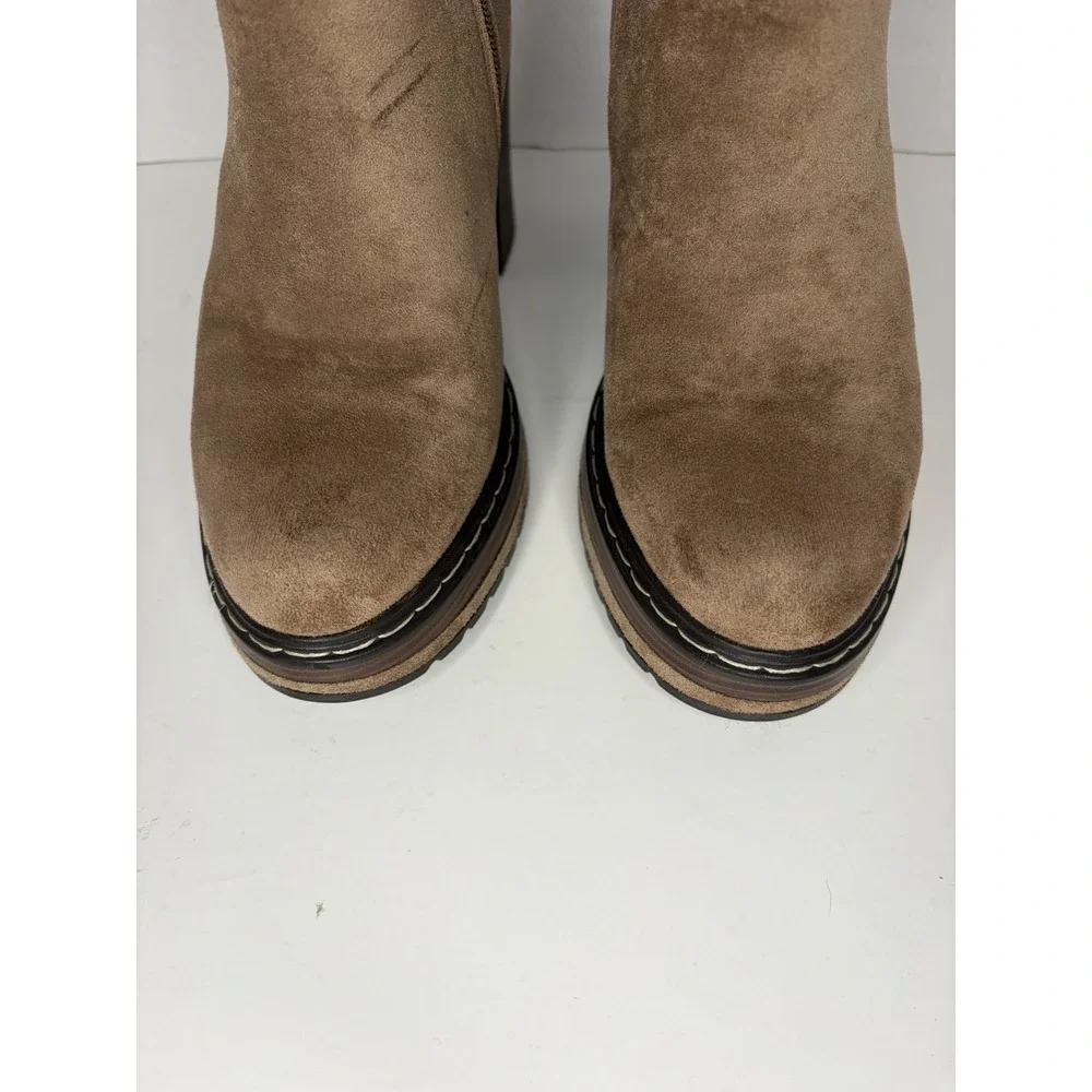 Altar'd State Sonata Platform Ankle Booties Block Heel Light Brown Taupe Sz 7.5